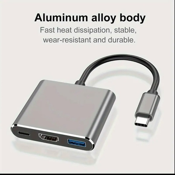 Brand New USB C 3-in-1 Hub Adapter 4K HDMI USB 3.0 PD Charging Multiport Dongle - Picture 8 of 10